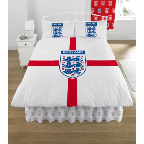 England Fc Football Panel Official Double Bed Duvet Quilt Cover Set