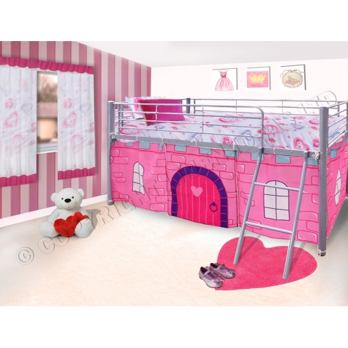 Todd Linens Princess Pink Castle Girls Midsleeper Bunk Single Bed Frame