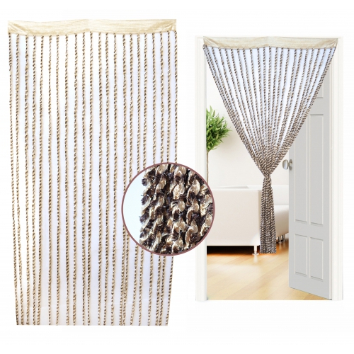 Non Brand String Curtain Gold Single Panel Pair
