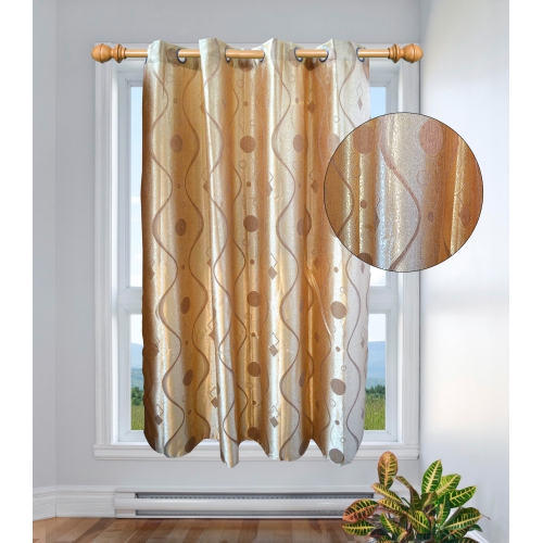 Non Brand Golden 'Detailed Panel' 66 X 72 inch Drop Curtain Pair