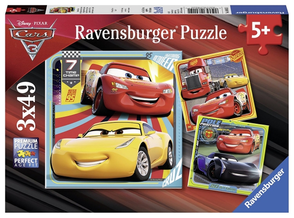 Disney Pixar Cars 3 3x49 Piece Jigsaw Puzzle Game
