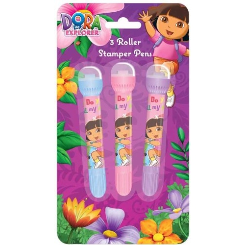 Dora The Explorer 3 Pk Roller Stamper Pens Stationery