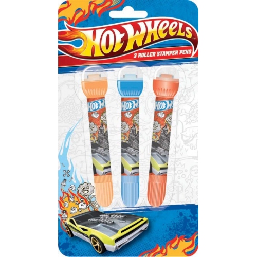 Hot Wheels 3 Pack Roller Stamper Pens Stationery
