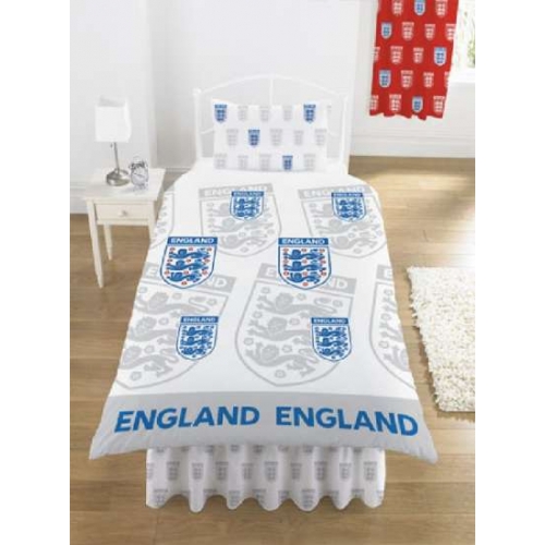 England Multi Crest White Fc Football Rotary Official Single Bed Duvet Quilt Cover Set