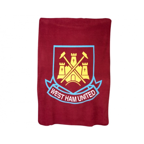 West Ham United Fc Football Panel Official Fleece Blanket Throw