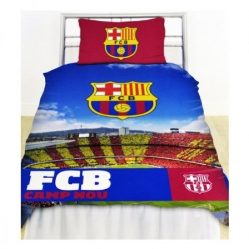 Barcelona Stadium Fc Football Panel Official Single Bed Duvet Quilt Cover Set