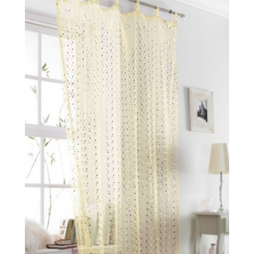 Cream Gold Sequined Tab Top Voile Panel Curtain Popsicle 138cm x 225cm NEW 