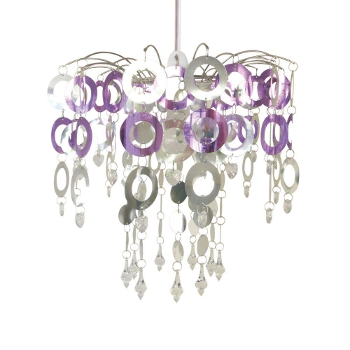 Urban Life Disk Lilac & Silver Light Fitting Chandelier