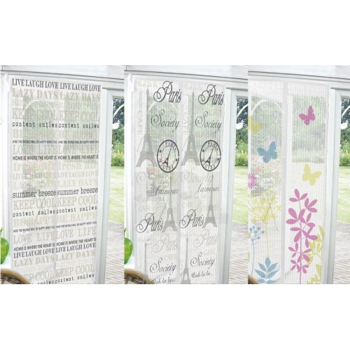 White Printed Design Curtain Assorted Magnetic Insect Door Screen