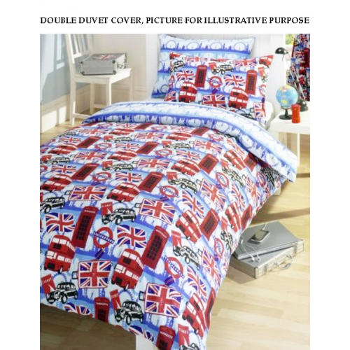 London Union Jack Red Buses Reversible Rotary Double Bed Duvet