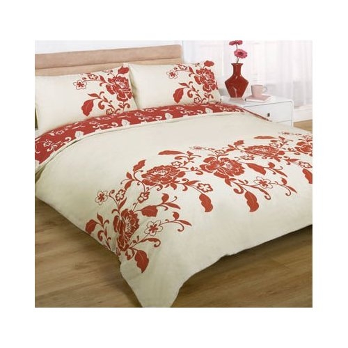 Kensington Cream Red Half Set Bedding Double Duvet Cover 5027434050161