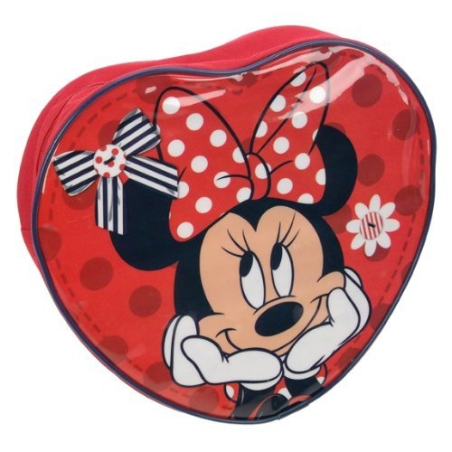 Disney Minnie Mouse 'Heart Shaped' Red Pvc Front School Bag Rucksack Backpack