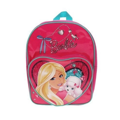 Barbie 'Heart Shaped Pvc Front Pocket' School Bag Rucksack Backpack