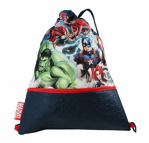 Marvel Avengers Zipped Pocket Drawstring School Pe Gym Trainer Bag