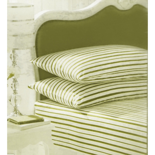 Stripe White/green Fitted Sheet Bedding King Bed Set