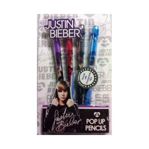 Justin Bieber '4 Piece Pop Up' Pencil Stationery