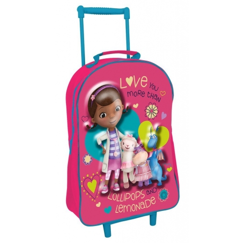 Disney Doc Mcstuffins 3d School Travel Trolley Roller Wheeled Bag