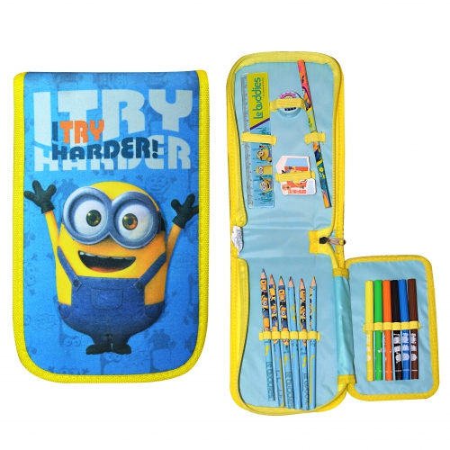Minions 3d Tri Fold Filled Pencil Case Stationery