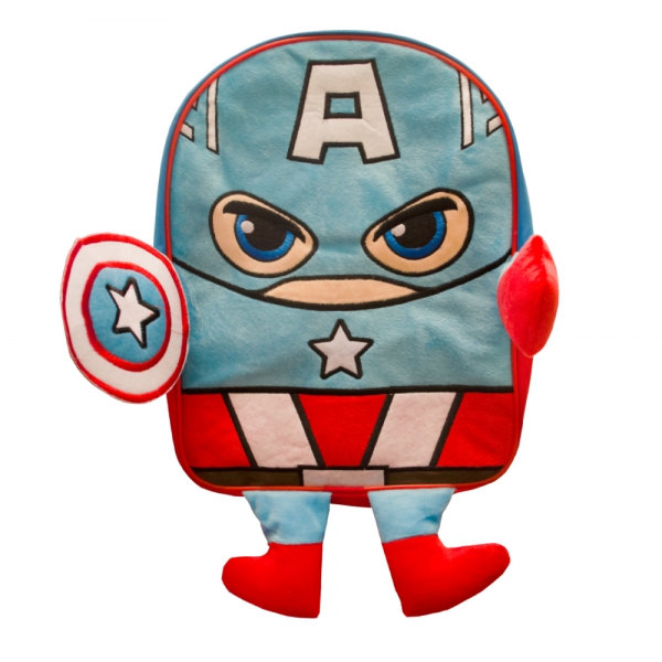 Captain America Plush Front School Bag Rucksack Backpack