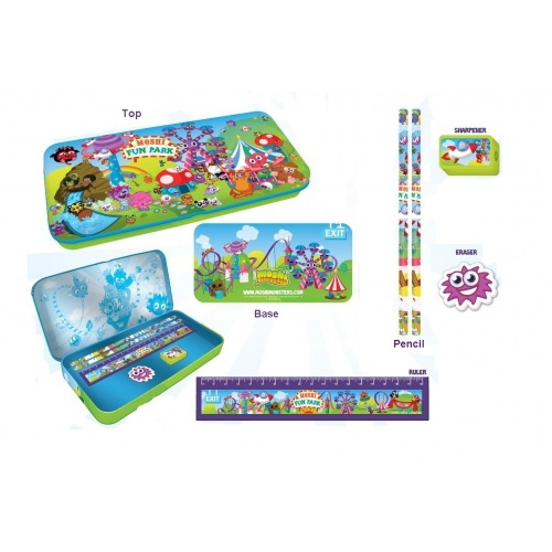 Moshi Monsters 'Fun Park' Filled Pencil Tin Pancil Stationery