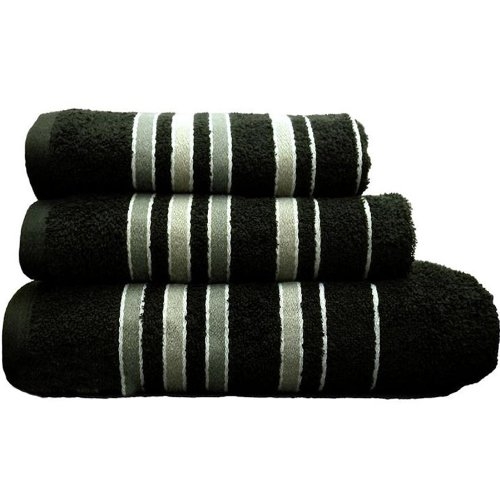 Towel Catherine Lansfield Java Stripe New Cols 450gsm Black Hand