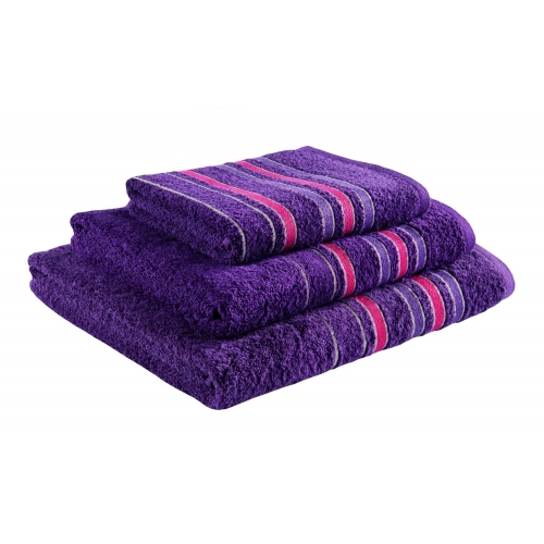 Towel Catherine Lansfield Java Stripe New Cols 450gsm Plum Bath Sheet