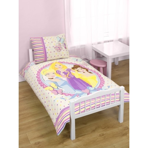 Disney Princess 'Locket' Panel Junior Cot Bed Duvet Quilt Cover Set
