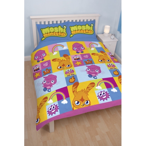 Moshi Monsters 'Monsters' Reversible Rotary Double Bed Duvet Quilt Cover Set