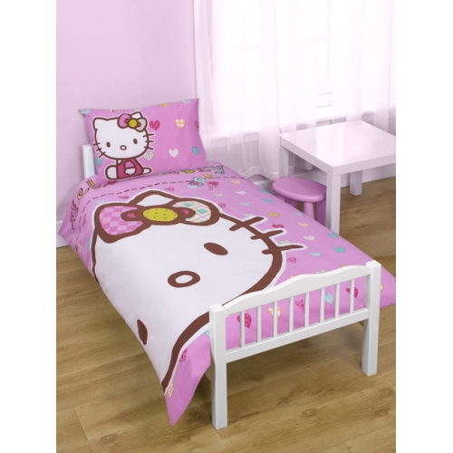 Hello Kitty 'Folk' Panel Junior Cot Bed Duvet Quilt Cover Set
