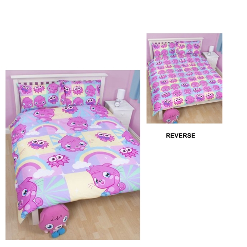 Moshi Monsters 'Poppet' Reversible Rotary Double Bed Duvet Quilt Cover Set