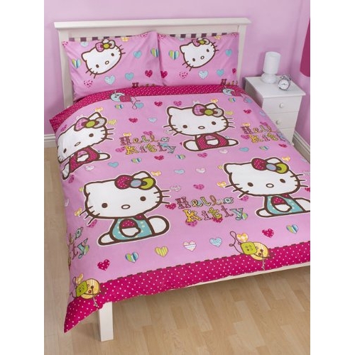 Hello Kitty 'Folk' Reversible Rotary Double Bed Duvet Quilt Cover Set