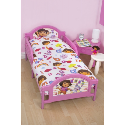 Dora The Explorer 'Alphabet' 4pc Set Bundle Rotary Junior Cot Bed Duvet Quilt Cover