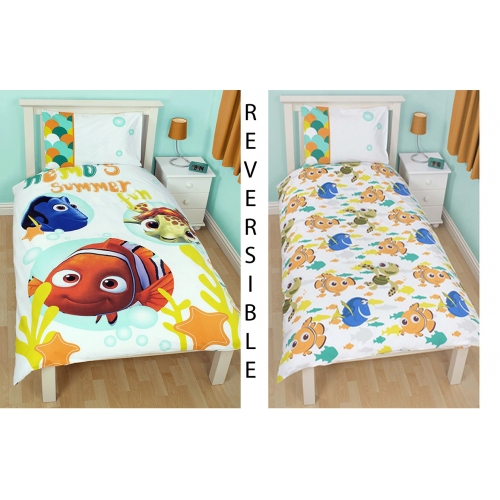 Disney Finding Nemo 'Bubbles' Reversible Rotary Single Bed Duvet Quilt Cover Set