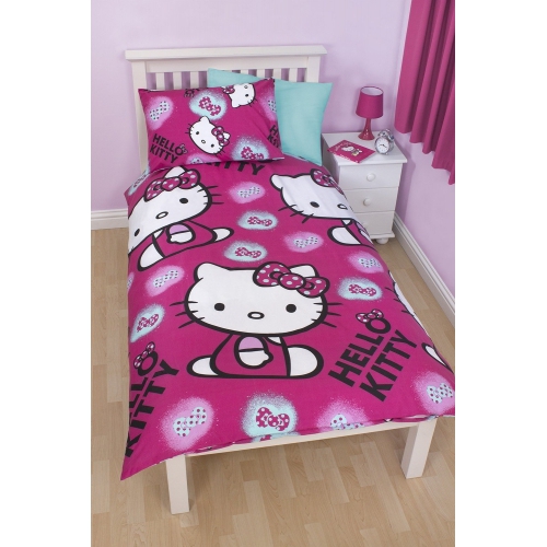 Hello Kitty 'Ink' Reversible Rotary Single Bed Duvet Quilt Cover Set