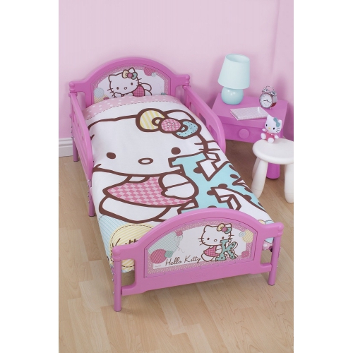 Hello Kitty 'Stitch' Panel Junior Cot Bed Duvet Quilt Cover Set