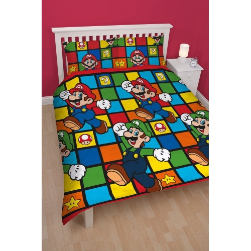 Super Mario Nintendo Retro Rotary Double Bed Duvet Quilt Cover Set