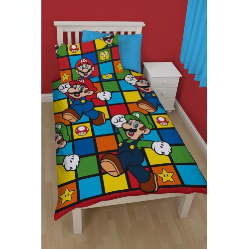 Super Mario Nintendo Retro Rotary Single Bed Duvet Quilt Cover Set