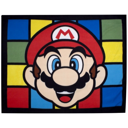Super Mario Retro Panel Fleece Blanket Throw