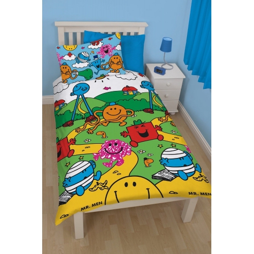 Mr Men and Little Miss Village Rotary Single Bed Duvet Quilt Cover Set