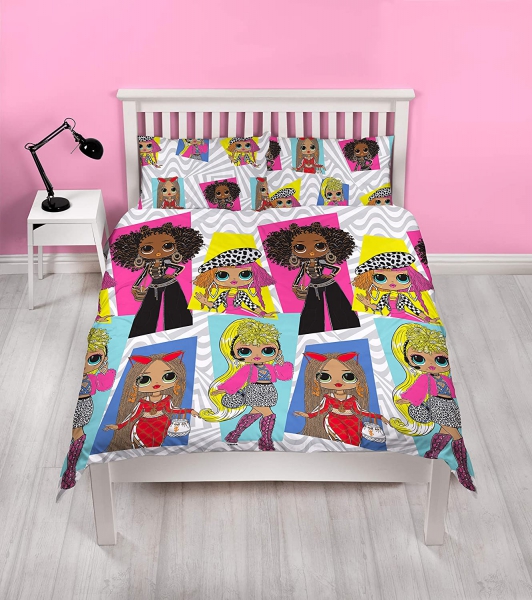 L.o.l Surprise Omg! Buzz Girls Panel Double Bed Duvet Quilt Cover Set