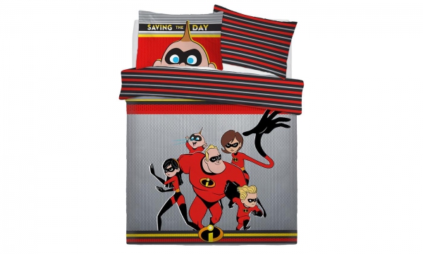 Disney Incredibles Saving The Day Rotary Double Bed Duvet Quilt Cover Set