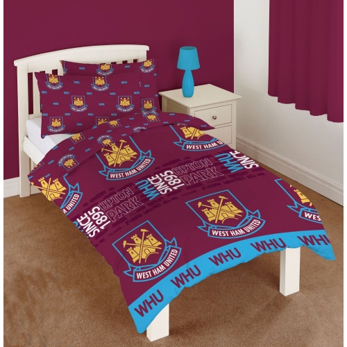 West Ham United Fc Football Rotary Official Single Bed Duvet Quilt Cover Set