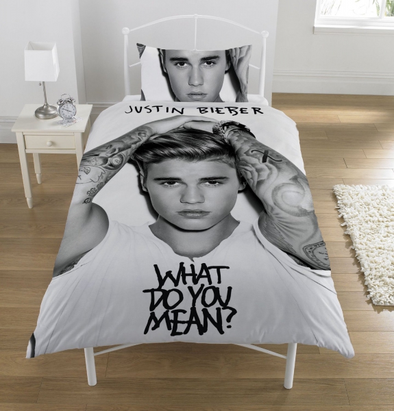 Justin Bieber 'autographe' Panel Single Bed Duvet Quilt Cover Set Brand New 