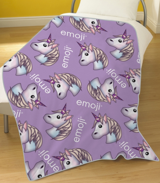 Emoji 'Unicorn' Rotary Fleece Blanket Throw