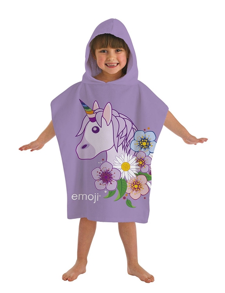 Emoji 'Unicorn' Hooded Kids Multi-colour Poncho Towel