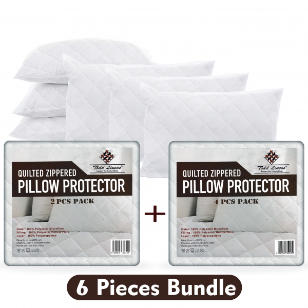 6 Pcs Pack Quilted Zippered Pillow Protector Cover