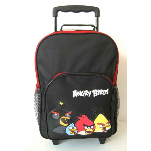 Angry Bird Black School Travel Trolley Roller Wheeled Bag