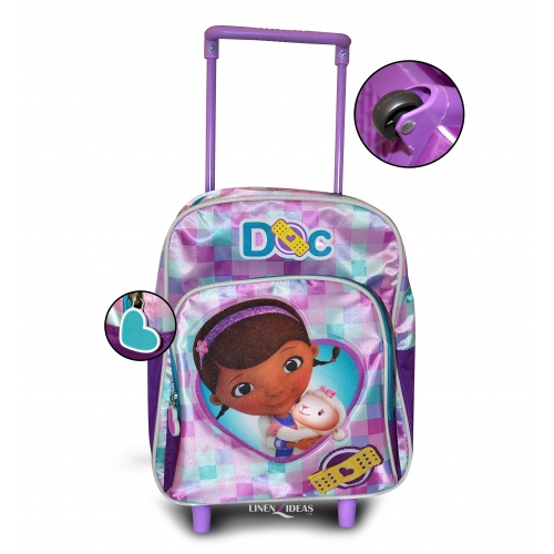 Disney Doc Mcstuffins Medium Backpack School Travel Trolley Roller Wheeled Bag
