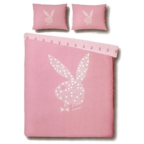Playboy Star Bunny Pink Panel Single Bed Duvet Quilt Cover Set
