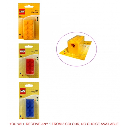 Lego Brick 'Shaped ' Yellow, Red, Blue' Assorted Sharpener Stationery